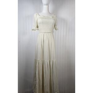 Patrons Of Peace La Cruz Maxi Dress Women's Size S NWT Cottage Bohemian Peasant